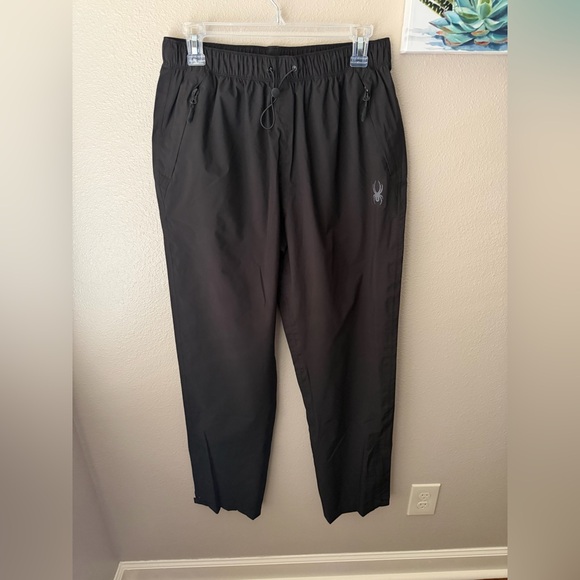 Spyder Softshell Pants Black Hydroweb Proweb Dryweb Rain Men's 32" Inseam Sz M - Picture 1 of 9